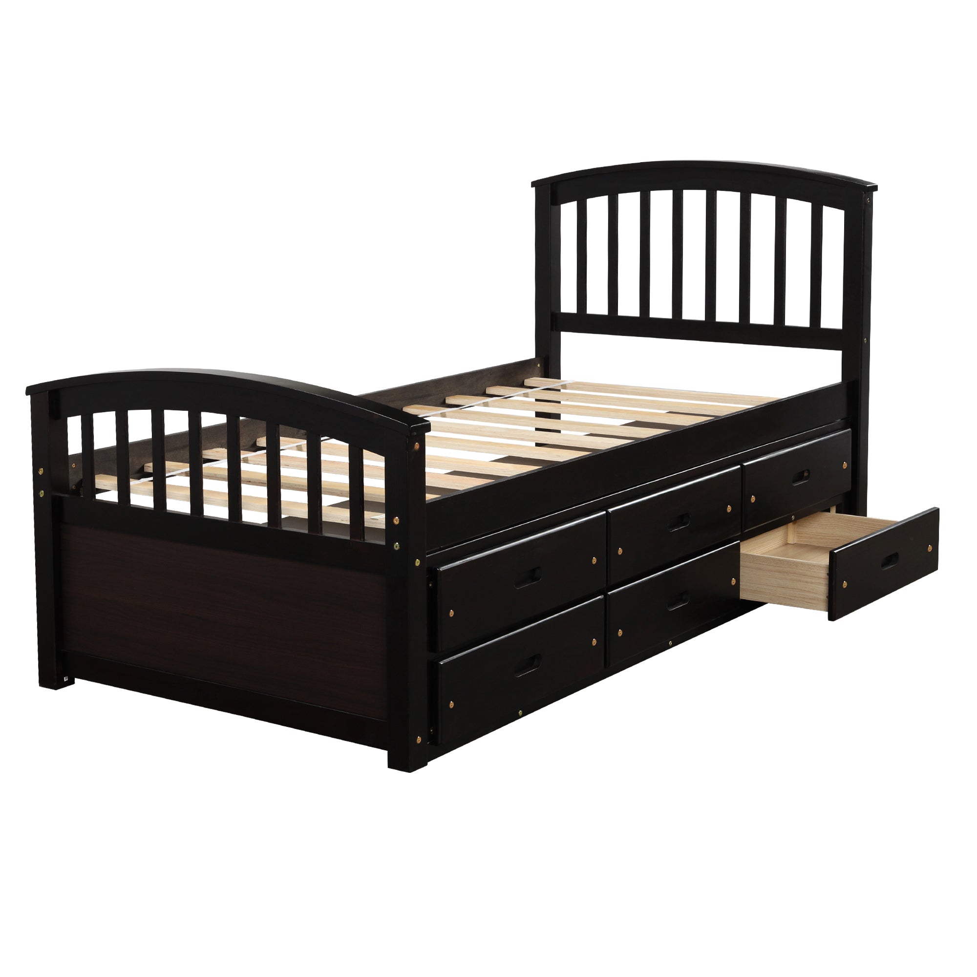 Orisfur. Twin Size Platform Storage Bed Solid Wood Bed with 6 Drawers - Grand Goldman Shop