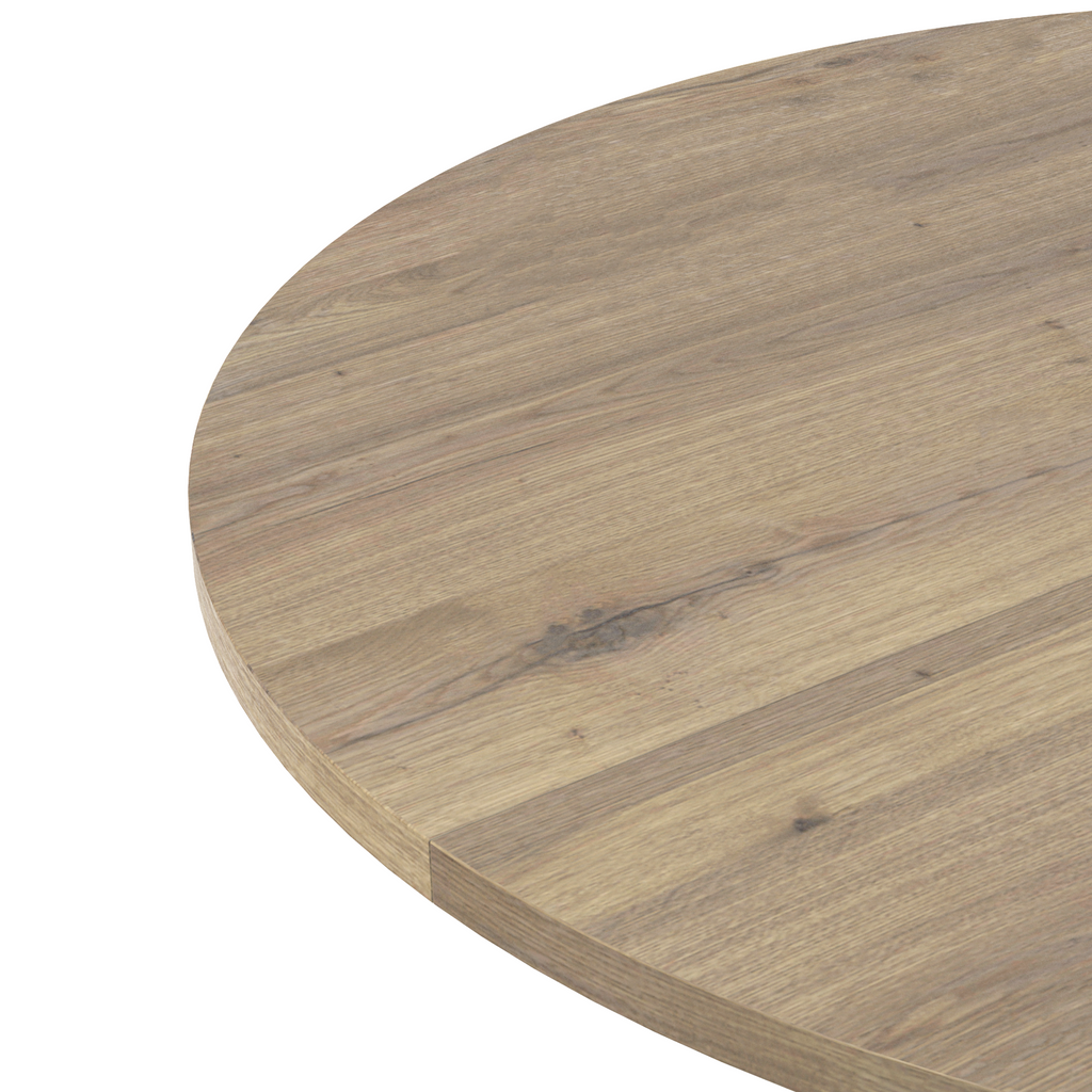 Modern 31.5 Inch Round Dining Table in Rustic Brown with Black Metal Legs, MDF Top for 2-4 People, Compact Kitchen or Dining Room Table - Grand Goldman Shop