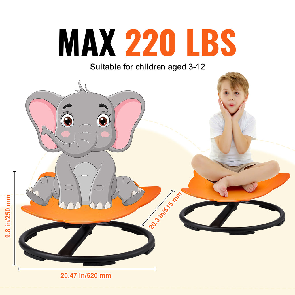 VEVOR Elephant Kids Swivel Chair, 220 LBS Capacity, 360° Spinning Chair, Autistic Kids Sensory Toy Chair with Non-Slip Metal 