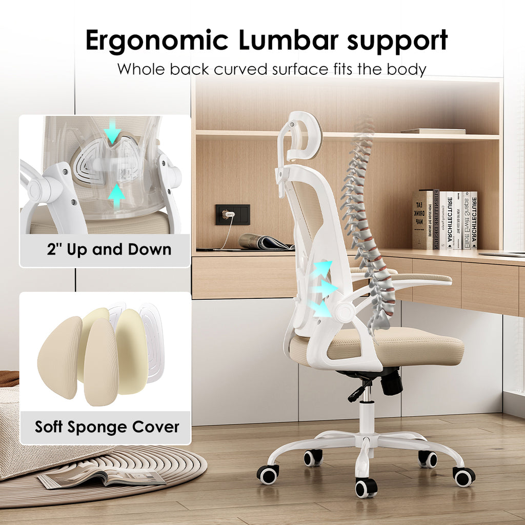 Ergonomic Office Chair, Home Office Desk Chair with Headrest, High Back Computer Chair with Armrests and Adjustable Lumbar Su