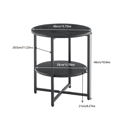 Small round side table,2 tiers farmhouse end table,accent tables for small spaces,night stands for bedrooms living room,coffee  tables with storage shelf,Black - Grand Goldman Shop
