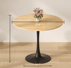 (Natural Wood Color)Round Table, Modern Dining Table, Dining Table, MDF Top and Steel Base Tulip Round Kitchen Table, Kitchen Table, Mid Century Coffee Table for Living Room 24 Inch, Oval Dining Table - Grand Goldman Shop