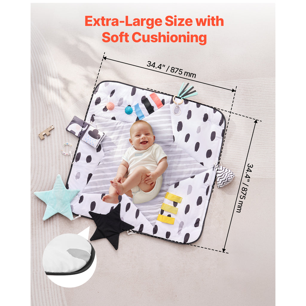Baby Play Gym Mat Tummy Time Activity Mat with 6 Sensory Toys 34.4' x 34.4' | Premium Home Decor - Grand Goldman