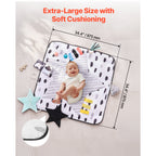 Baby Play Gym Mat Tummy Time Activity Mat with 6 Sensory Toys 34.4' x 34.4' | Premium Home Decor - Grand Goldman