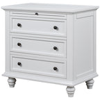U_STYLE 27.6'' Painted Nightstand with pull-out tray, Fashion Bedside Cabinet with 3 Drawers, Minimalist Sofa Side Table with rubber legs and Metal handle for Bedroom Sofa Couch Office - Grand Goldman Shop
