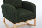 Modern Accent Rocking Chair Rocking Chair with Solid Wood Legs, Upholstered Nursery Glider Rocker, Comfy Armchair with Side Pocket, Living Room Lounge Arm Chair with High Backrest fabric - Grand Goldman Shop