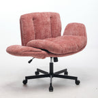 Modern Chenille Swivel Office Chair, Height Adjustable Task Chair with Convertible Multi-Position Armrests, Comfy Double Cush
