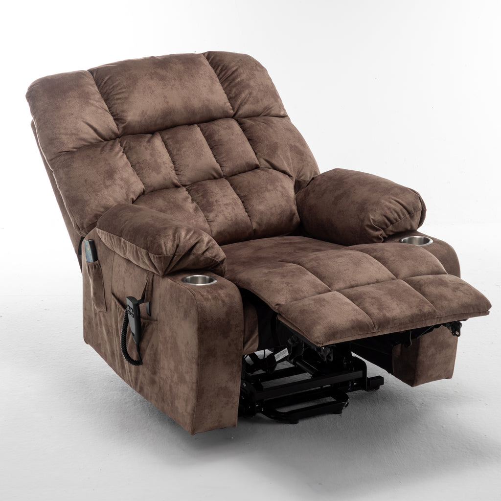 Lift Chair for Big and Tall Person with Inconvenient Legs: High Density Foam Lift Sofa with Heat and Massage, 2 Pockets, 2 Cup Holder, 2 Remote, 2 OKIN Motor - Grand Goldman Shop