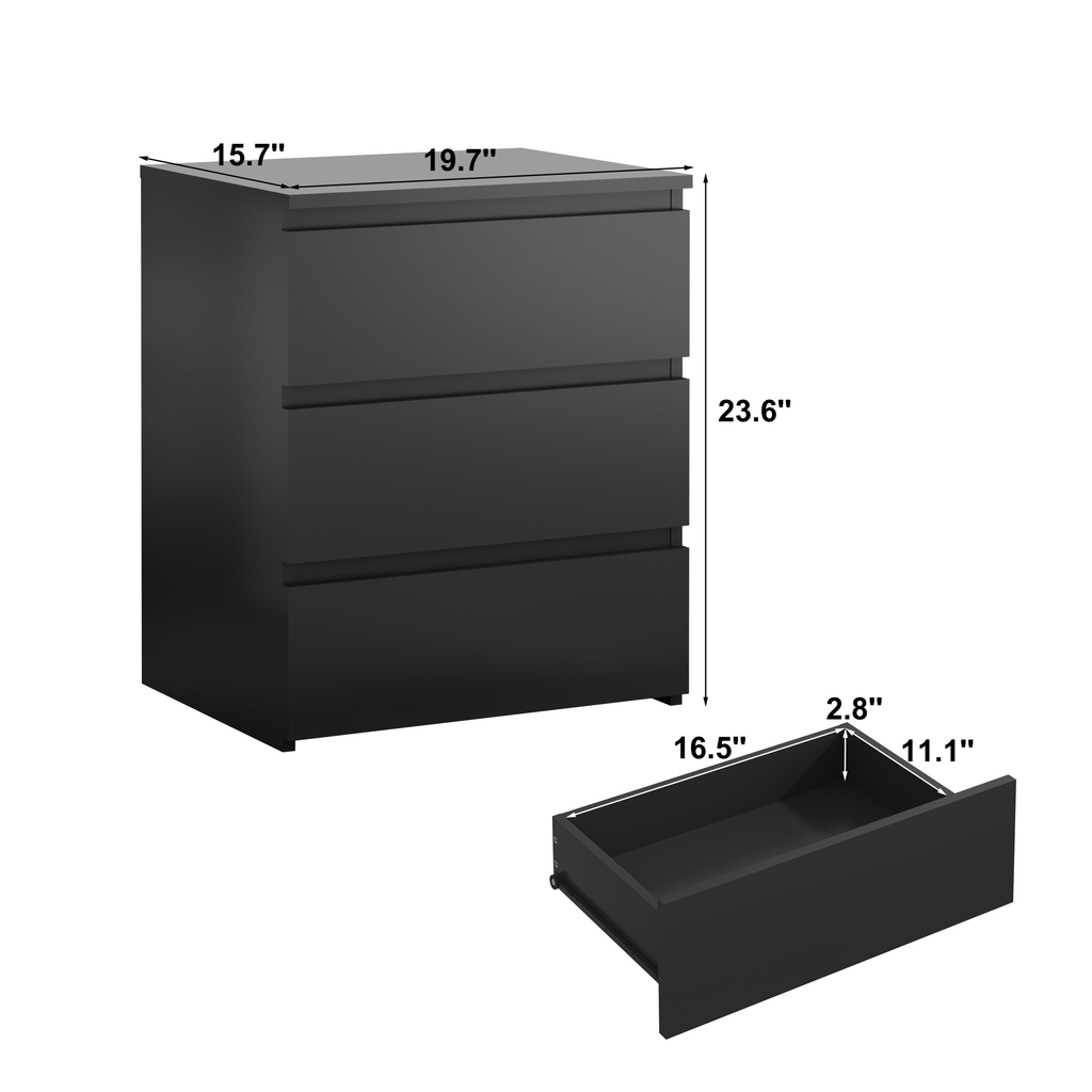 (Set of 2)3 Drawer Dresser, Small Dresser for Closet, Wooden Nightstand for Bedroom, Chest of Drawers Side Table Storage Cabinet for Home Office Entryway Hallway, Each box Contains Two Side Tables - Grand Goldman Shop