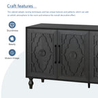 Carved Flower Door Large Storage Cabinet With Metal Handle Suitable For Living Room, Kitchen, Entryway(BLACK) - Grand Goldman Shop