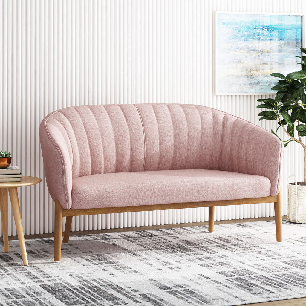 Mid Century Modern Loveseat with Channel Stitched Backrest - Grand Goldman Shop
