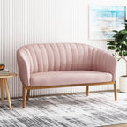 Mid Century Modern Loveseat with Channel Stitched Backrest - Grand Goldman Shop