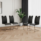 Modern Dining Chairs with Faux Leather Padded Seat Dining Living Room Chairs Upholstered Chair with Chrome Metal Legs Design for Kitchen, Living, Bedroom, Dining Room Side Chairs Set of 4 - Grand Goldman Shop