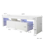 Modern White TV Stand, 20 Colors LED TV Stand w/Remote Control Lights - Grand Goldman Shop