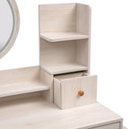 CRAZY ELF Stylish Vanity Table + Cushioned Stool, Touch Control LED Mirror, Large Capacity Storage Cabinet, 5 Drawers, Fashionable Makeup Furniture, Length Adjustable(L31.5'-43.2'x W15.8' x H48.1') - Grand Goldman Shop