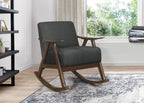 Modern Home Furniture 1pc Rocking Chair Dark Gray Fabric Upholstered Dark Walnut Finish Wood Cushion Seat and Back - Grand Goldman Shop