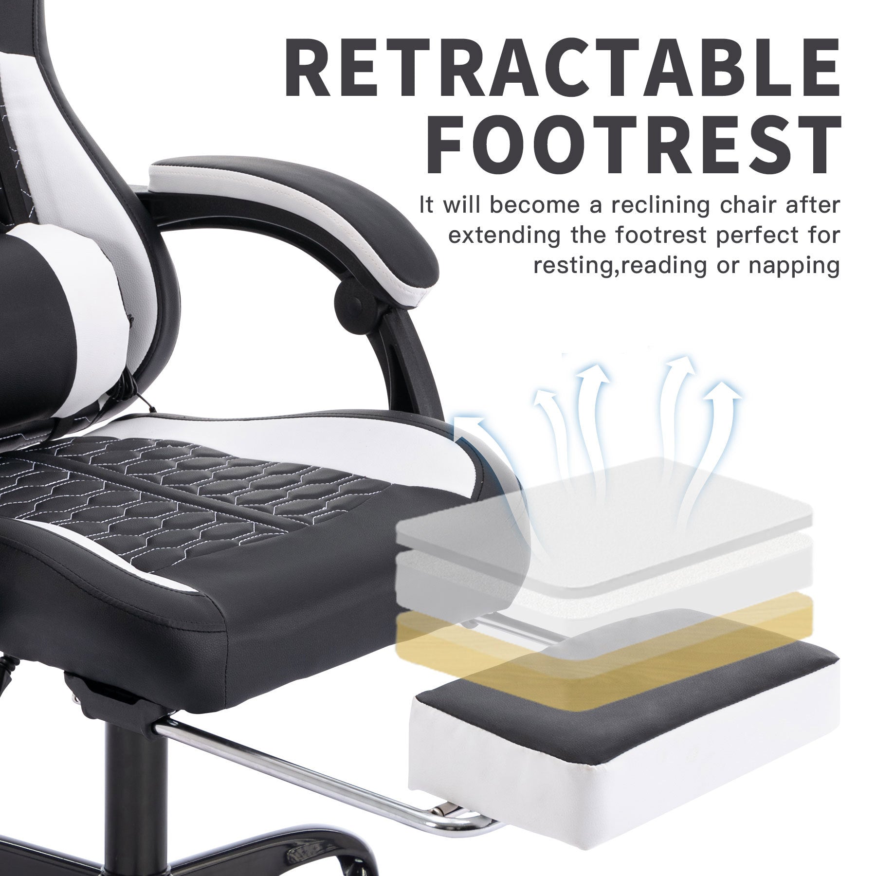 Gaming Chair with Massage,Ergonomic PC Gaming Chair with Footrest Comfortable Headrest and Lumbar Support,High Back PVC Leath