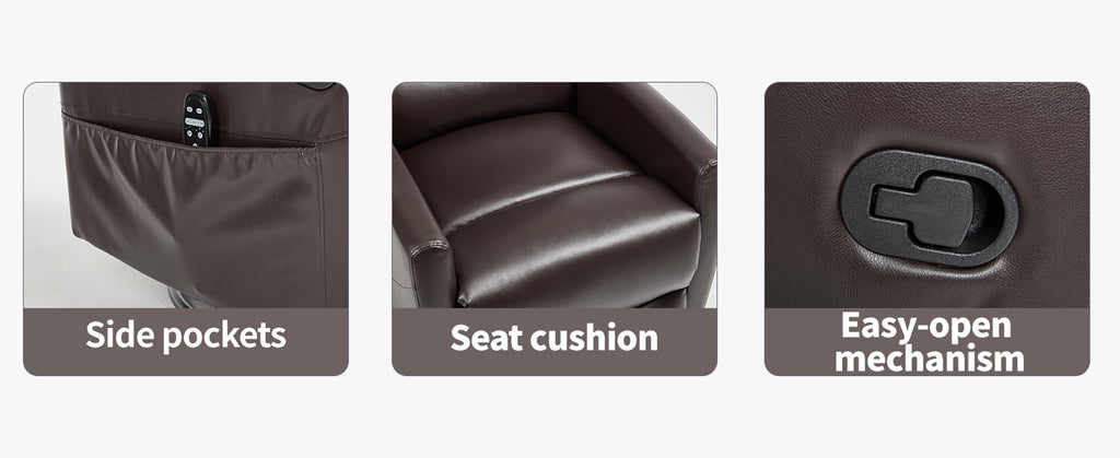 Heat Massage Manual Recliner Chair with Rocker and Swivel in Fabric for Living Room, Brown - Grand Goldman Shop