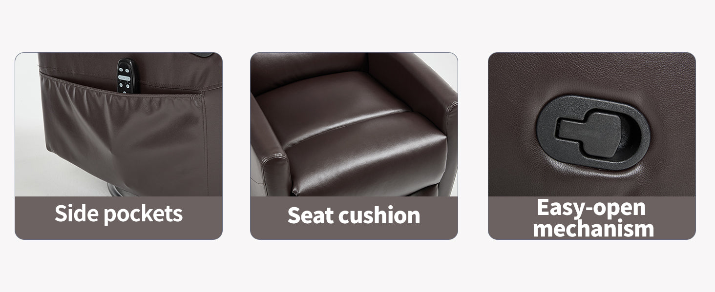 Heat Massage Manual Recliner Chair with Rocker and Swivel in Fabric for Living Room, Brown - Grand Goldman Shop