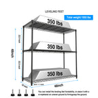 3 Tier Wire Shelving Unit, 1050 LBS NSF Height Adjustable Metal Garage Storage Shelves, Heavy Duty Storage Wire Rack Metal Shelves - Black - Grand Goldman Shop