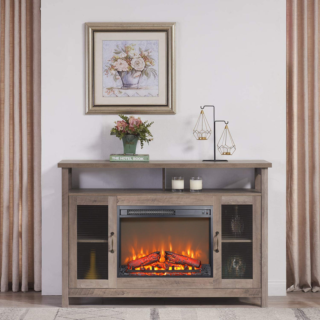 23 inch electric fireplace insert heater with log set & realistic flame, overheating protection without control - Grand Goldman Shop