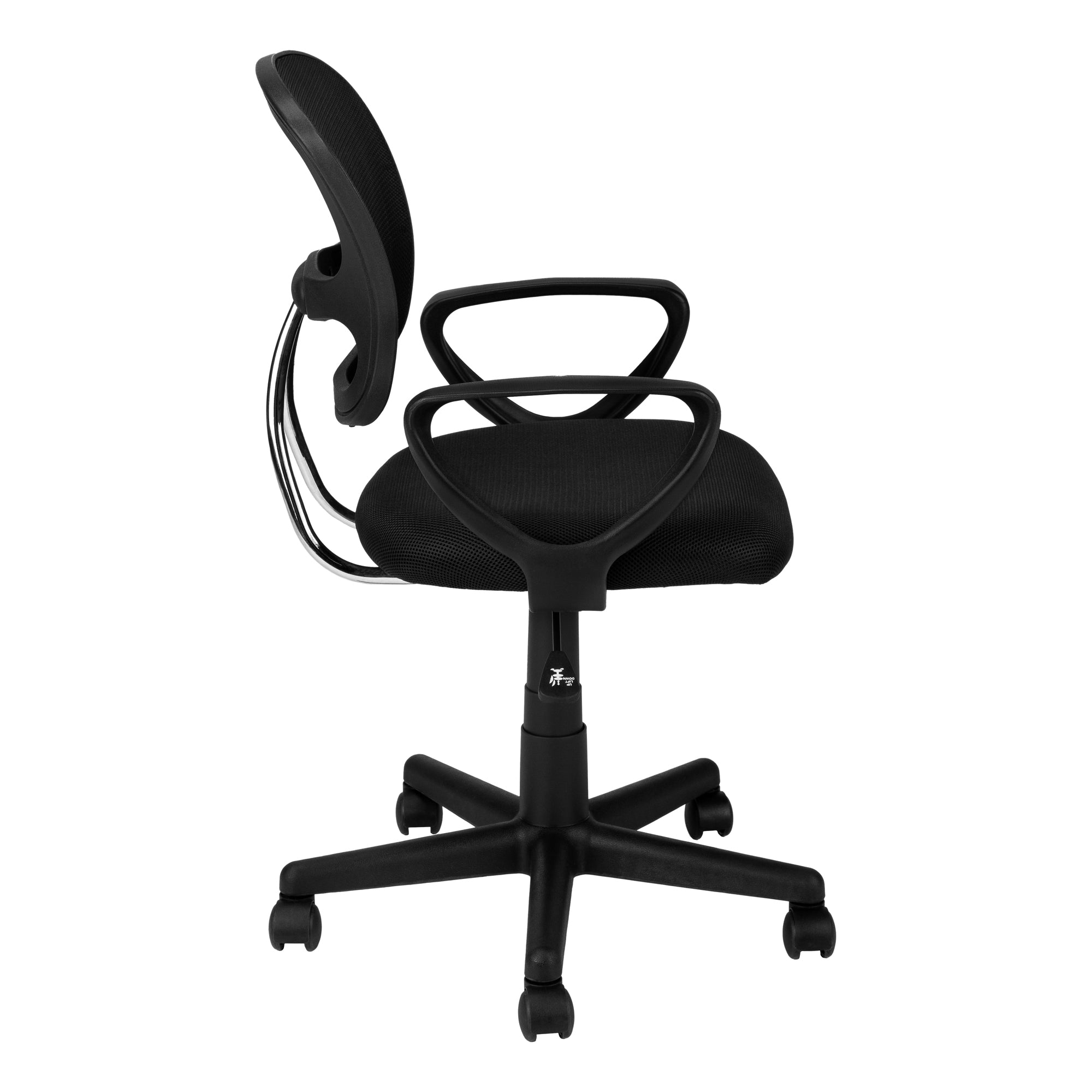 Office Chair, Adjustable Height, Swivel, Ergonomic, Armrests, Computer Desk, Work, Juvenile, Black Mesh, Black Metal, Contemp