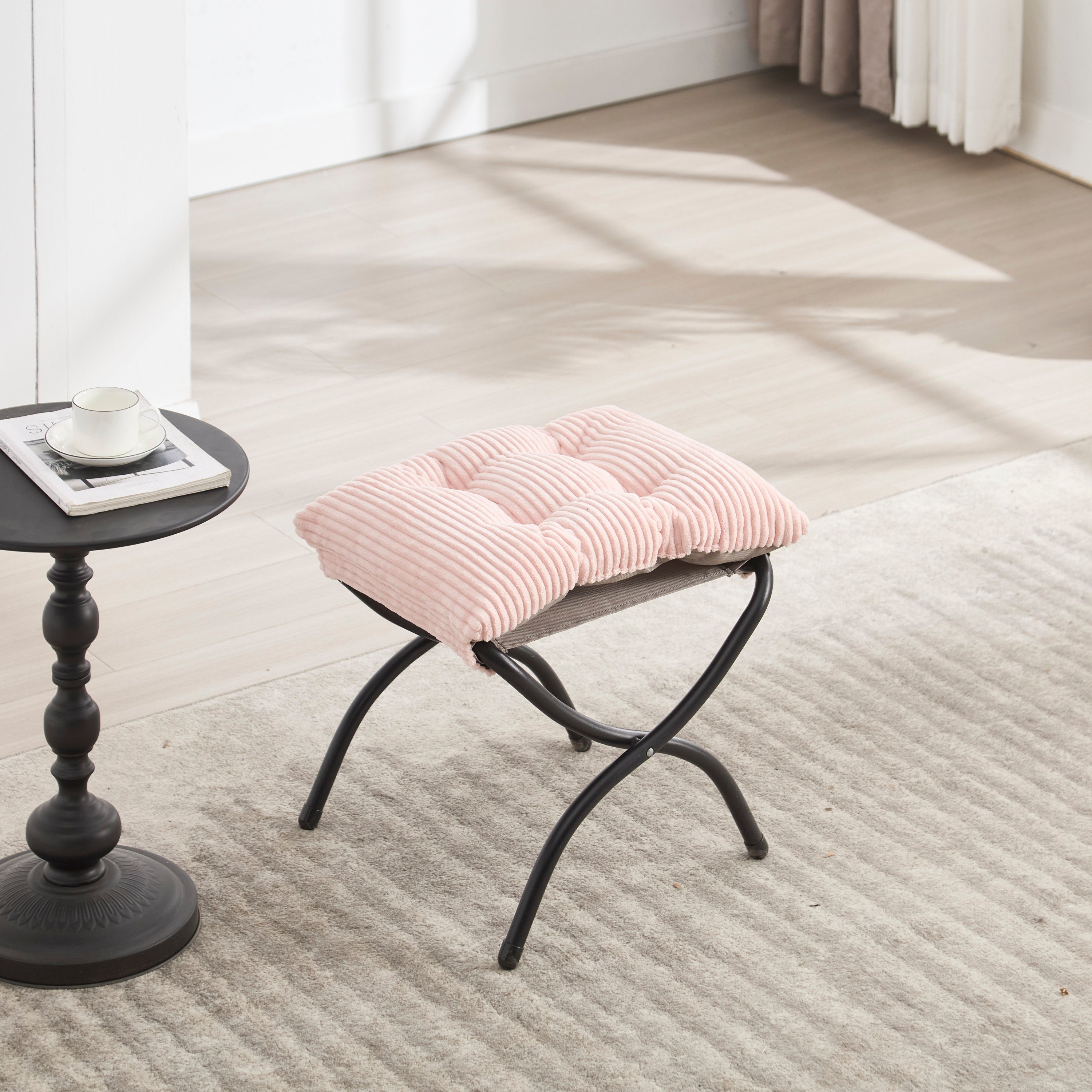 Lazy Chair with Ottoman, Modern Lounge Accent Chair with Armrests and a Side Pocket, Leisure Upholstered Sofa Chair Reading Chair with Footrest for Small Space, Corner Chair-Pink - Grand Goldman Shop