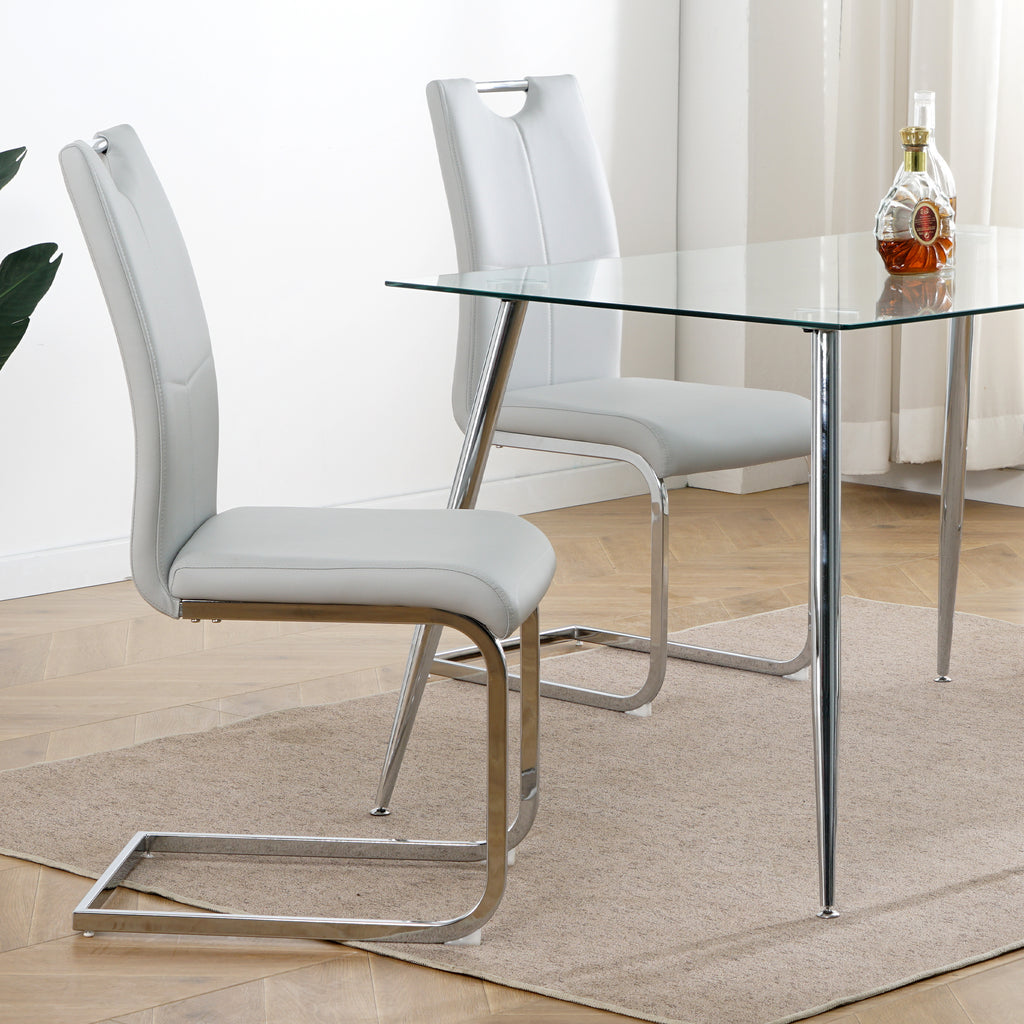 Modern Dining Chairs with Faux Leather Padded Seat Dining Living Room Chairs Upholstered Chair with Chrome Metal Legs Design for Kitchen, Living, Bedroom, Dining Room Side Chairs Set of 4 - Grand Goldman Shop