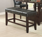 Counter Height 1pc Bench Dining Room Black Faux Leather Cushion Tufted Seat Wooden Base Comfort Seat Kitchen Dining - Grand Goldman Shop