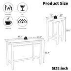 5-piece modern kitchen table with four bar stools Bar table set 5PC,metal frame and MDF, white oak,47.5'' L x 23.7'' W x 35.5'' H. - Grand Goldman Shop