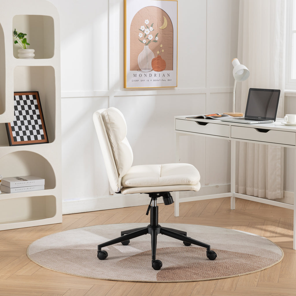 Bizerte Adjustable Swivel Criss-Cross Chair, Wide Seat/ Office Chair /Vanity Chair, White | Premium Home Decor - Grand Goldma