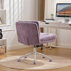 W26.4 inch Wider seat Office Chair,Artificial rabbit hair Home Office Chair with Metal Base,Adjustable Desk Chair Swivel Offi