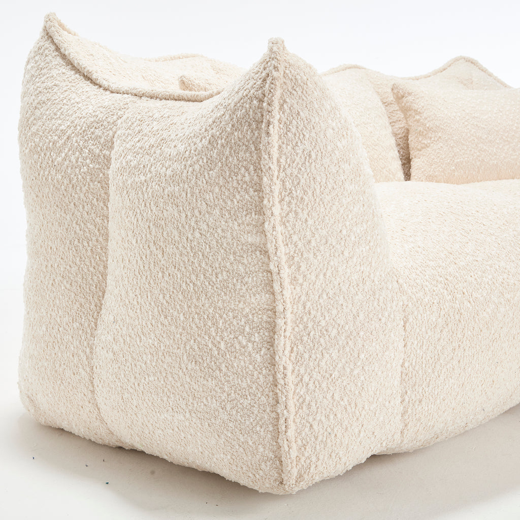 Comfortable Dual Beanbag Chair with High Resilience Foam Core for Two People in Beige Chenille - Grand Goldman Shop