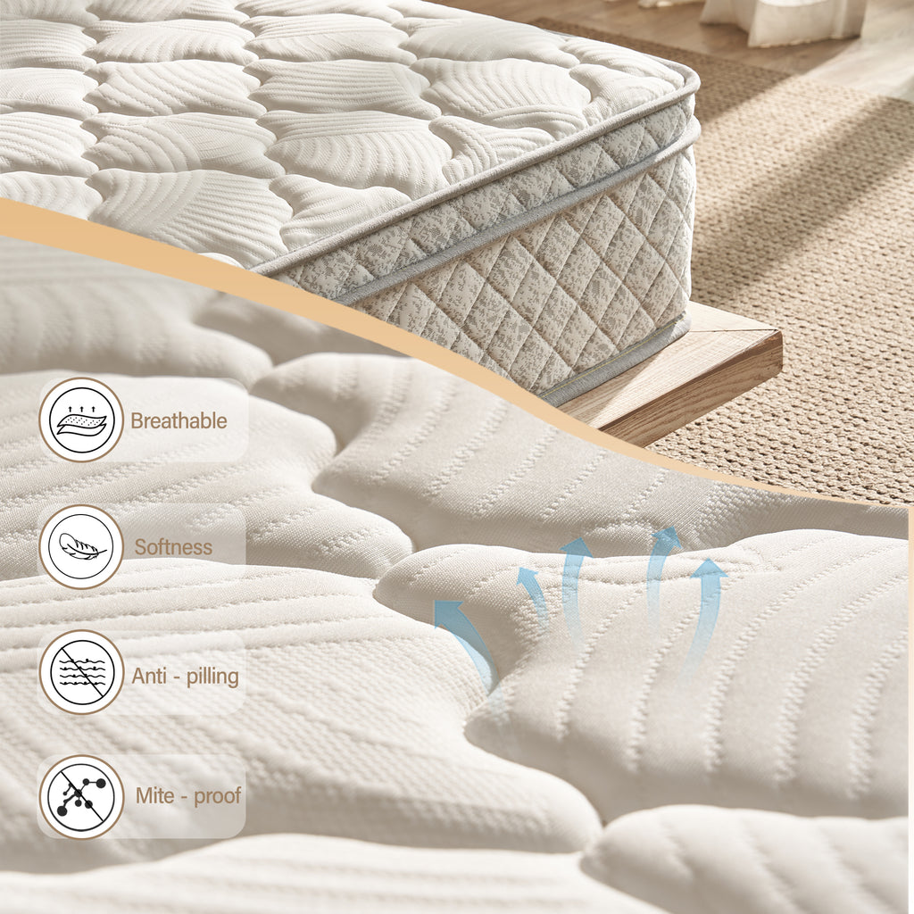 Twin Size Mattress,12 Inch Hybrid Twin Mattress in a Box with Memory Foam and Pocket Spring for Pressure Relief & Comfort Sleep & Zoned Support, Medium Firm,CertiPUR-US & OEKO-TEX - Grand Goldman Shop