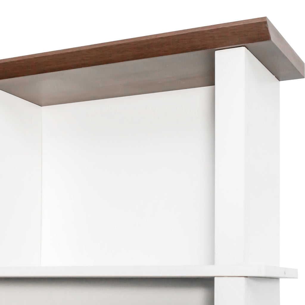 Farmhouse 4-in-1 Hall Tree with 6 Hooks, Walnut Entryway Bench with Shelves,  Wooden Style Rustic Shoe Organizer with 16 Open Compartments for Mudroom, Living Room, White (OLD SKU: N721P264915K) - Grand Goldman Shop