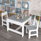 Kids Table and Chair Set, 3 in 1 Wooden Activity Table with Storage Drawer for Toddlers Drawing, Reading, Crafts, 2 in 1 Deta