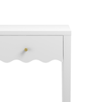 White Nightstand with Drawer, Modern Bedside Table with Wavy Apron Design, Compact End Table for Bedroom Living Room, Small Side Table with Storage - Grand Goldman Shop