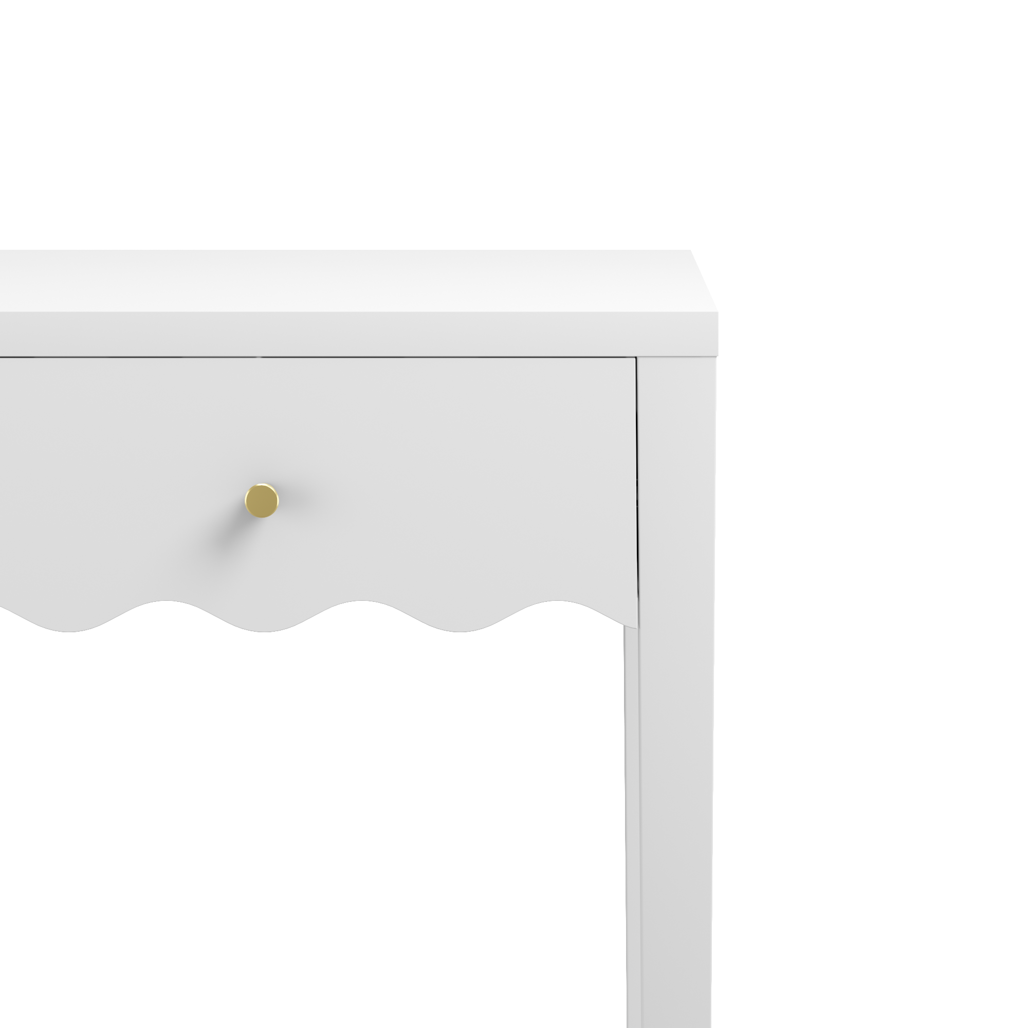 White Nightstand with Drawer, Modern Bedside Table with Wavy Apron Design, Compact End Table for Bedroom Living Room, Small Side Table with Storage - Grand Goldman Shop