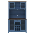 70.9' Kitchen Pantry Storage Cabinet Rustic Buffet Cabinet, Kitchen Hutch Cabinet with LED Outlets Food Pantry Cabinet with Doors and Shelves Wine Rack for Dining Room, Navy Blue - Grand Goldman Shop