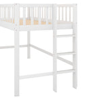 Twin Size Low Loft Bed with Ladder and Slide,White(OLD SKU:WF196418AAK) - Grand Goldman Shop