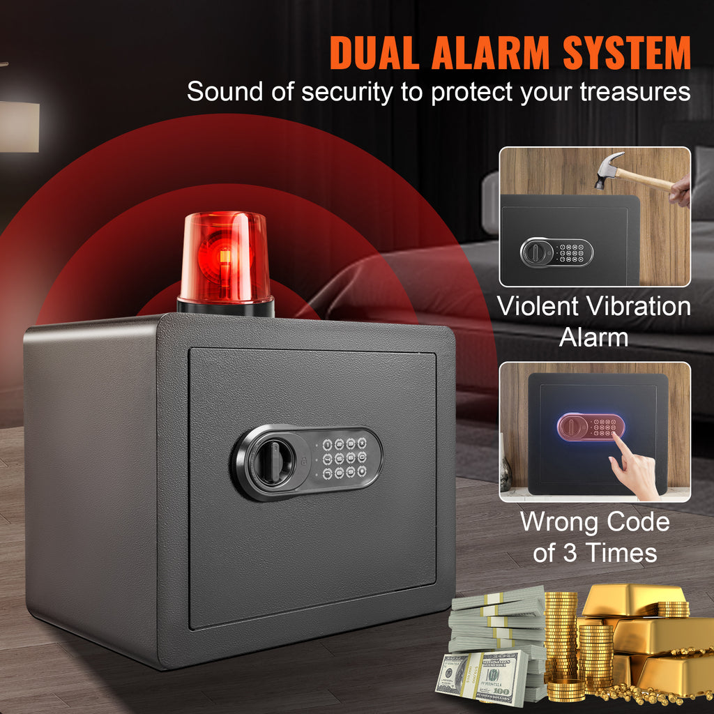 Safe 1.2 Cubic Feet Home Safe Steel for Cash Gold 15.8x11.8x13.8 inch | Premium Home Decor - Grand Goldman