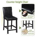 5PCs Counter Height Table Set, Wooden Kitchen Table Set with Square Table and 4 Upholstered Chairs, Counter Height Dining Table with Crystal Decoration and Chair Set for Kitchen, Dining Room, Black - Grand Goldman Shop