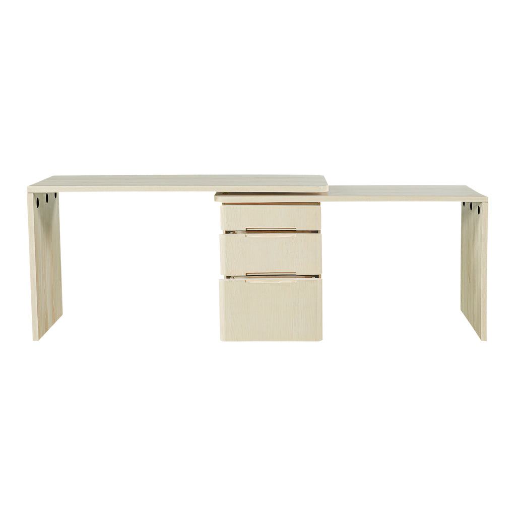 90' Modern L Shaped Desk in Natural Wood with 3 Drawers,360° Wood Rotating Desk,Executive Office Desk,Corner Desk,Office Stud