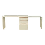 90' Modern L Shaped Desk in Natural Wood with 3 Drawers,360° Wood Rotating Desk,Executive Office Desk,Corner Desk,Office Stud