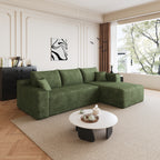 95' Cloud Sectional Sofa,Modern Minimalist Upholstered Couches, Comfort U Shaped Sofa for Living Room,Deep Seat Corner Couch,No Assembly Required,Green( (Plush Corduroy Fabric) - Grand Goldman Shop