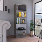 Vinton 4-Tier Bookcase with Modern Storage for Books and Decor, Matt Gray / White - Grand Goldman