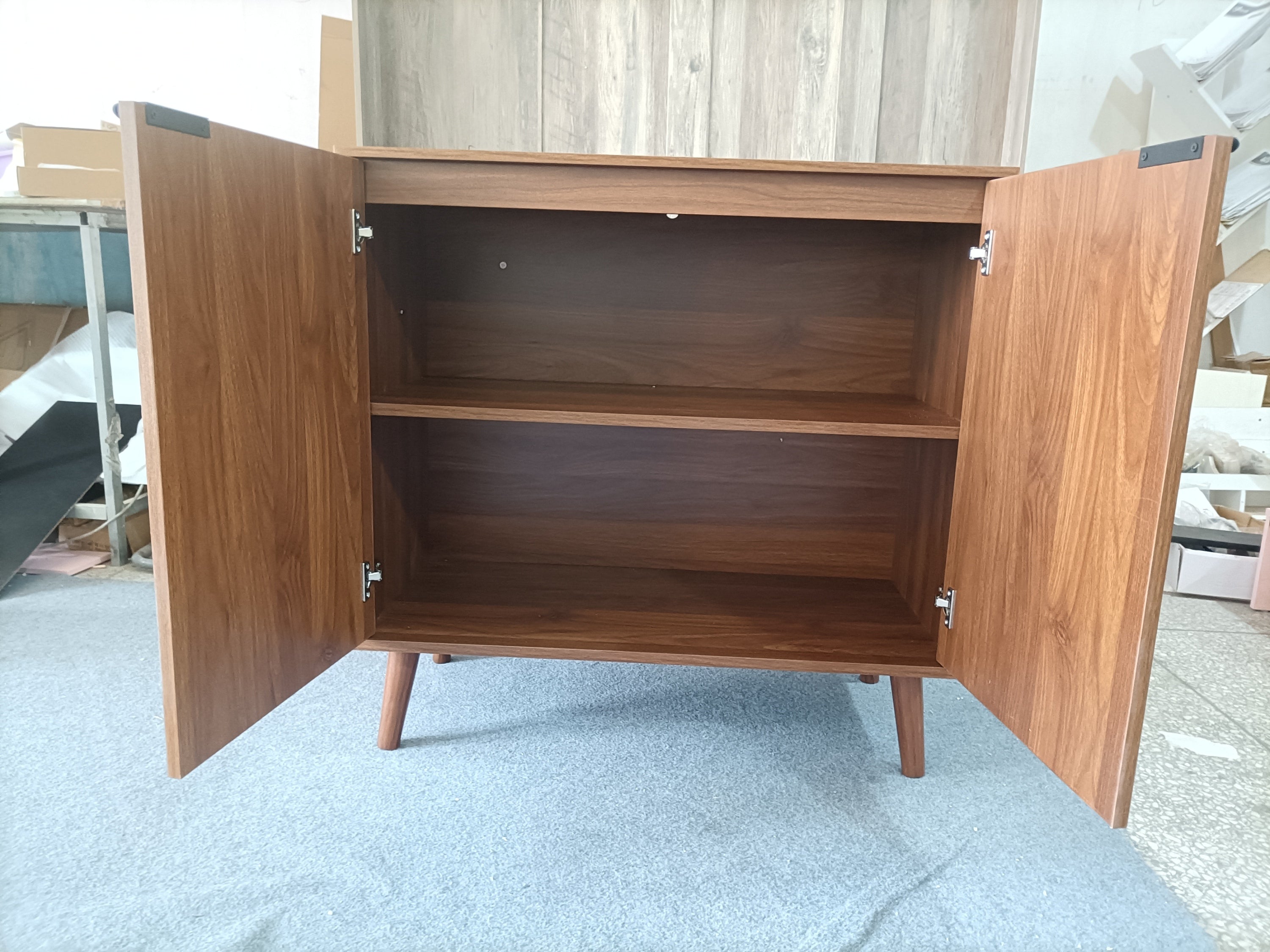Farmhouse Style Sideboard Buffet Cabinet with Storage, Walnut Wood Coffee Bar Cabinet, 31.5' W - Grand Goldman Shop