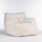 Ivory White Soft Teddy Fabric Tufted Foam Bean Bag Chair with Memory Sponge - Grand Goldman Shop