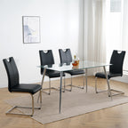 Modern Dining Chairs with Faux Leather Padded Seat Dining Living Room Chairs Upholstered Chair with Chrome Metal Legs Design for Kitchen, Living, Bedroom, Dining Room Side Chairs Set of 4 - Grand Goldman Shop
