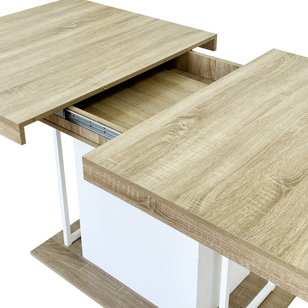 Rectangle extendable dining table for 6-10 people aged effect wood 160-200 cm - Grand Goldman Shop